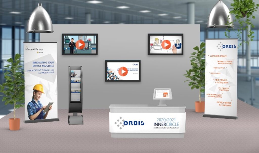Messestand der ORBIS SE online während der Coronapandemie ORBIS Messestand online