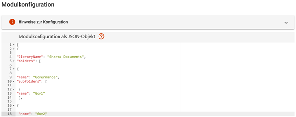 Modulkonfiguration 3 im WorkspaceHub Definition Ordnerstruktur im WorkspaceHub