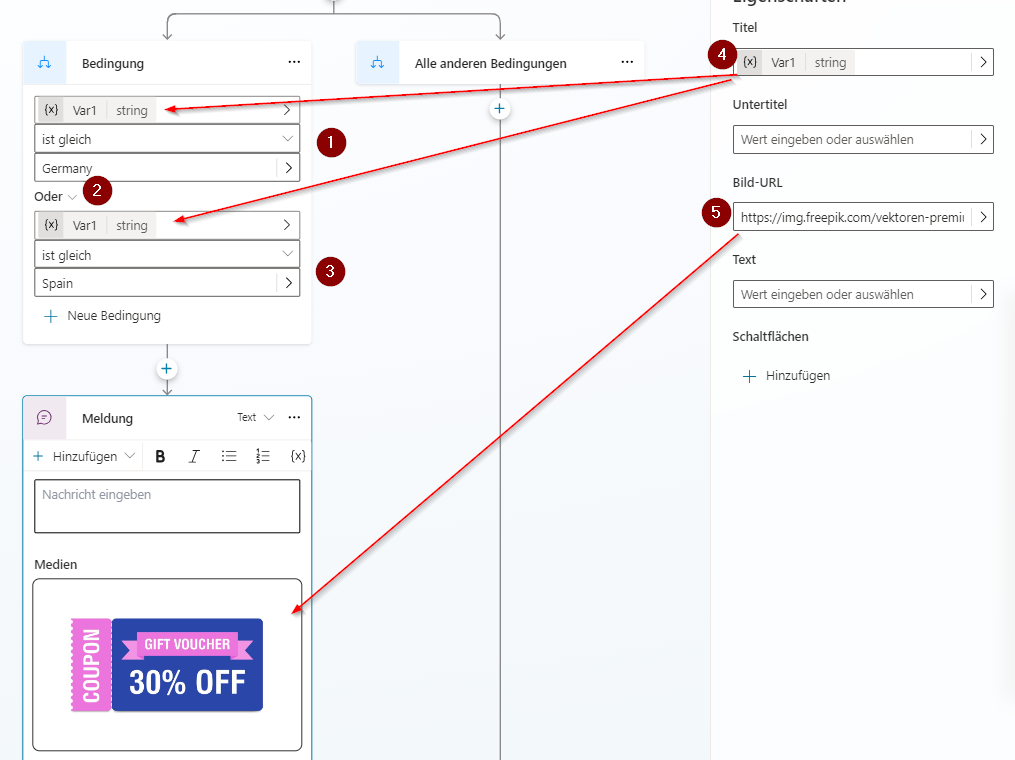 Auswahl von Bedingungen eines Flows im Copilot Studio Bedingungen Copilot Studio