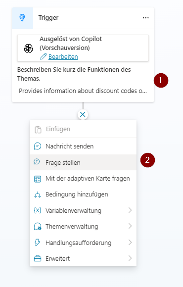 Erstellung eines neuen Flow im Copilot Studio Beschreibung Flow