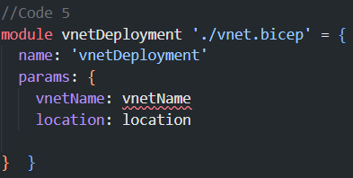 Beispiel Modul für Bereitstellung eines Virtual Network Virtual Network Modul