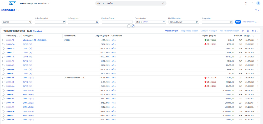 Verkaufsangebote via Listenansicht in transaktionaler App Verkaufsangebote in transaktionaler App