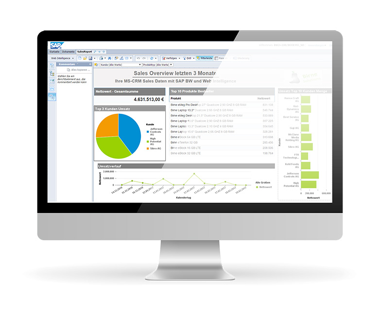 SAP BusinessObjects Web Intelligence screenshot (SAP Webi) Messages are created in a browser using SAP Webi