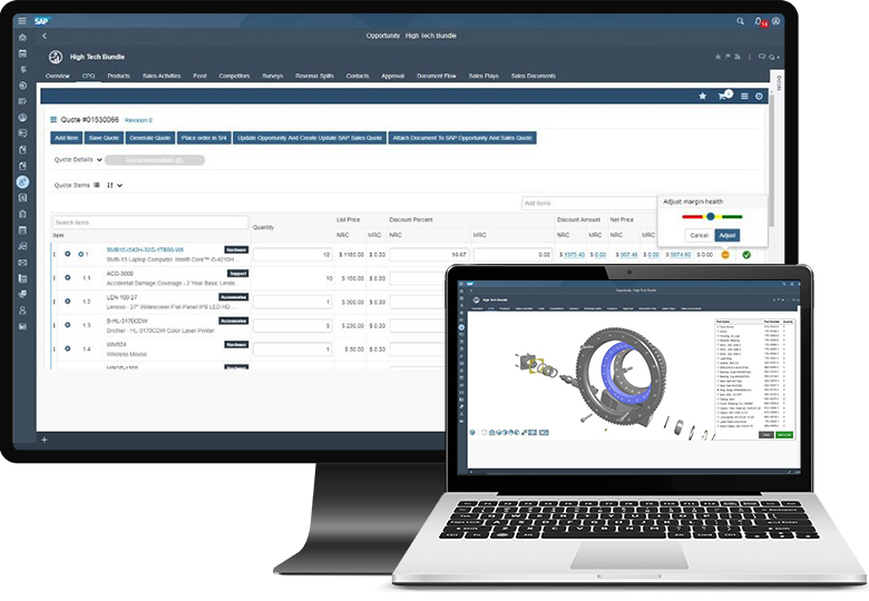 SAP CPQ: Support your sales staff in the B2B sector with the system segment during the quotation process User interface of SAP CPQ, the cloud-based CRM solution