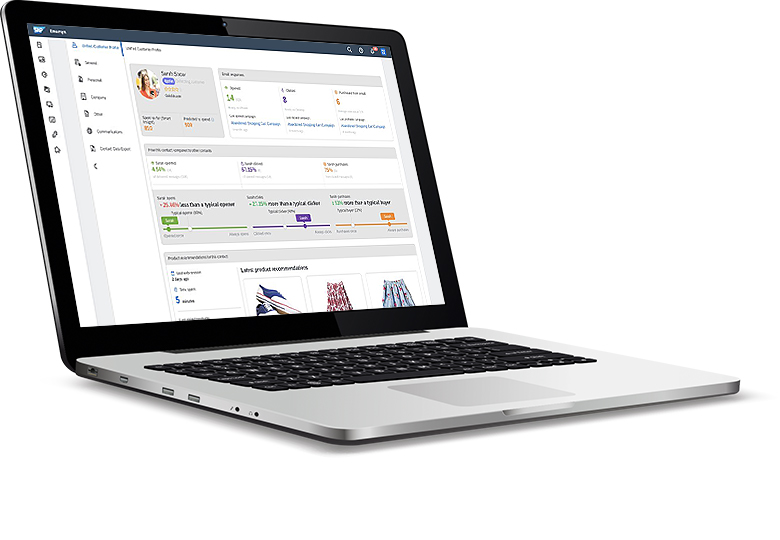 Nutzeroberfläche der CRM-Software bzw. des Marketing Automation Tools SAP Emarsys Customer Engagement Nutzeroberfläche von SAP Emarsys Customer Engagement