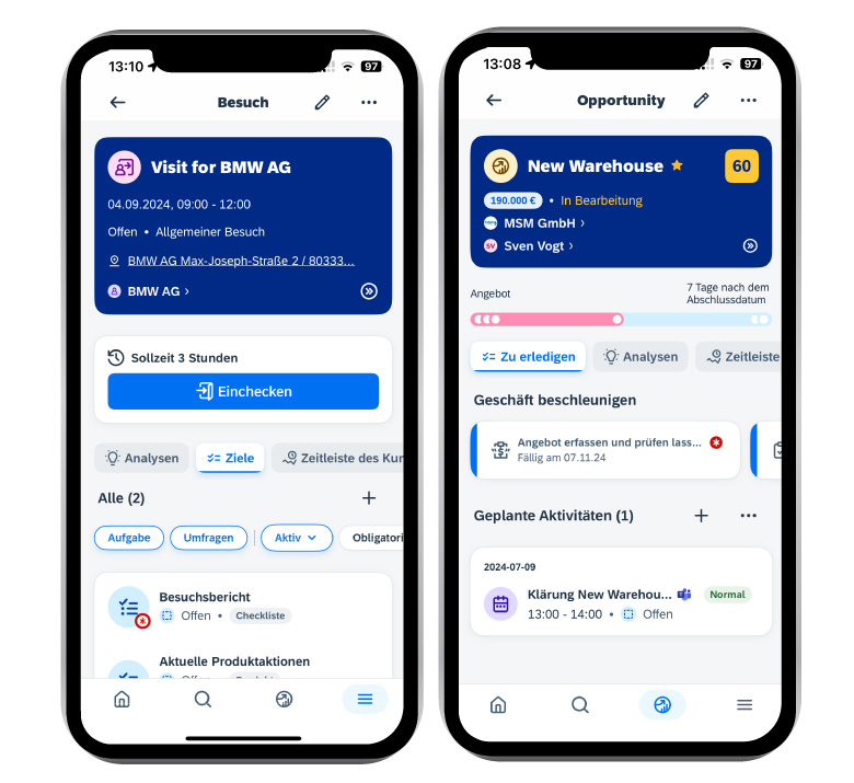 SAP Sales Cloud V2 Dashboard in mobile app SAP Sales Cloud V2 dashboard in mobile app