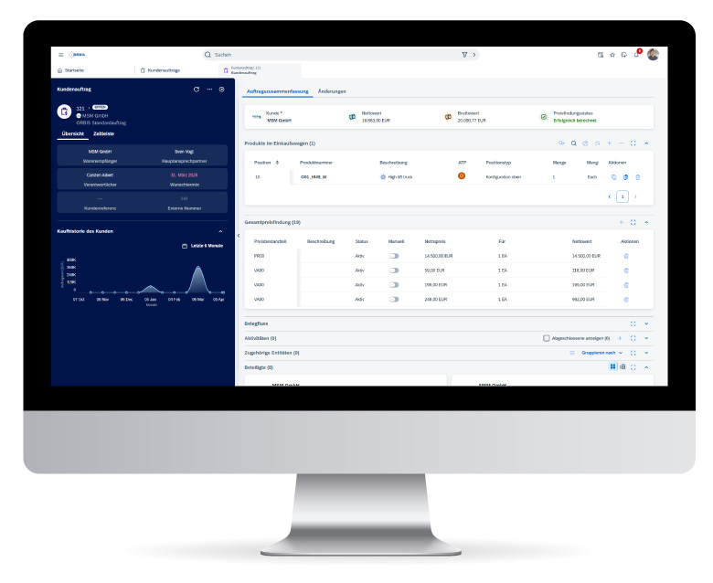 Customer order view in SAP Sales Cloud version 2 Customer order in SAP Sales Cloud version 2