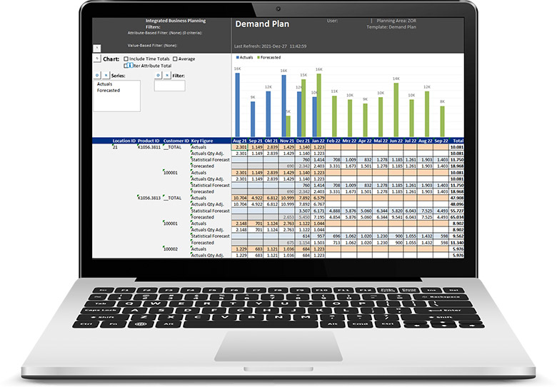 Excel front-end planning interface for SAP IBP SAP IBP planning interface